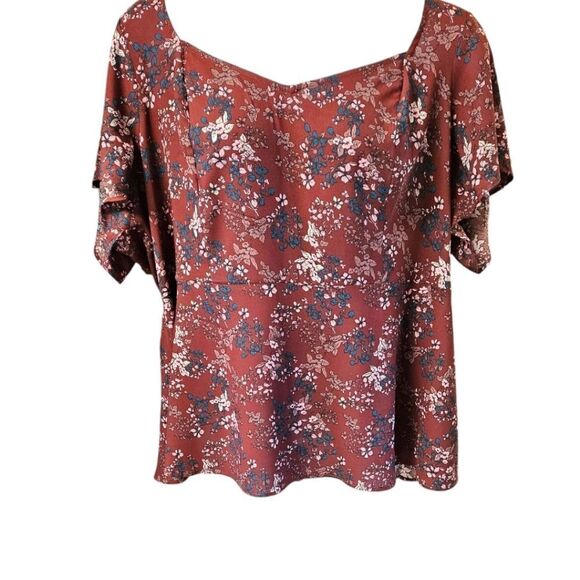 TORRID NEW Plus Size Challis Sweetheart Neck Short Sleeve Peplum Top 3X - Picture 3 of 16